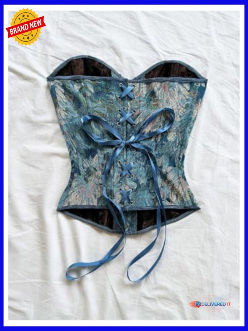 Strapless Lace Up Corset Bustier Top Floral Party Tube - Picture 2 of 5